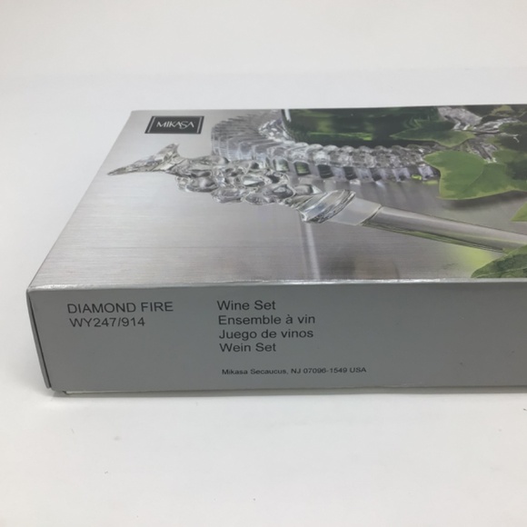 NEW Mikasa Diamond Fire Crystal Wine Coaster & Stopper Set - Picture 8 of 10